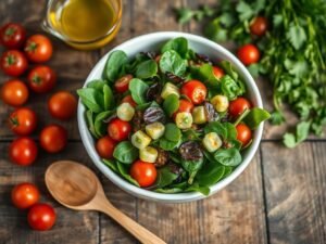Mix de Folhas Verdes com Beldroega e Vinagrete Natural