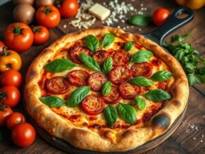 Pizza de Frigideira com Orapronobis e Calabresa