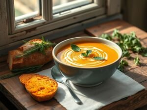 Sopa Cremosa de Batata Doce com Bertalha