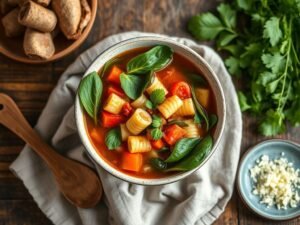 Minestrone de Bertalha com Macarrão Integral