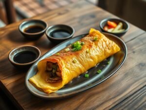 Omelete Japonesa (Tamagoyaki) com Recheio de Orapronobis e Cogumelos