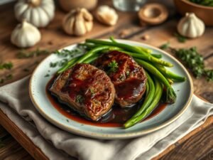 Medalhão de Carne ao Molho Madeira com Orapronobis Salteado no Alho