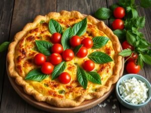 Quiche de Queijo Minas com Bertalha e Tomate Cereja