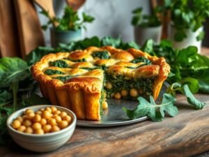Torta Vegana de Bertalha com Grão-de-Bico