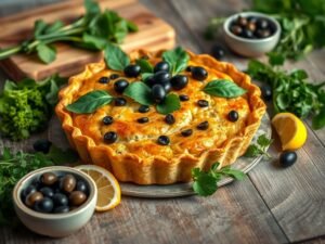 Torta de Atum com Bertalha e Azeitonas