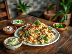 Arroz Carreteiro com Taioba e Charque