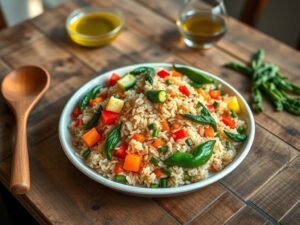 Arroz Integral com Legumes e Taioba ao Alho