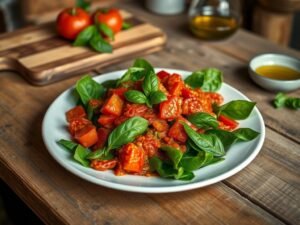 Bertalha com Tomate Pelado e Manjericão