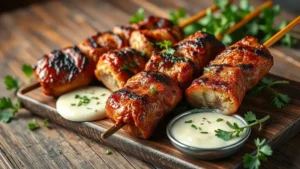 Kafta Grelhada com Molho de Alho e Ervas