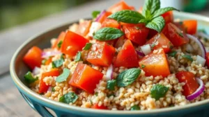 Tabule de Trigo com Tomate e Hortelã do Oriente