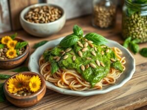 Pesto de Capuchinha com Semente de Girassol (Vegano)