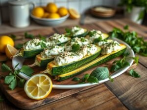 Abobrinha Recheada com Ricota e Taioba Deliciosa