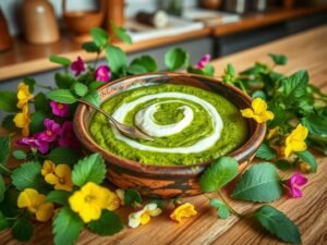 Pesto Cremoso de Capuchinha com Requeijão Caseiro