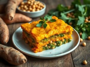 Escondidinho Vegano de Mandioquinha com Recheio de Taioba e Grão-de-Bico