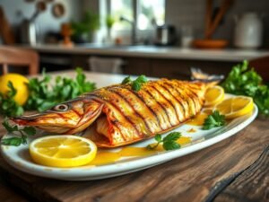 Peixinho-da-horta grelhado com azeite e cúrcuma