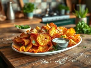 Chips crocantes de peixinho-da-horta com parmesão