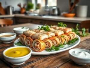 Lanche Frio de Rolinho de Peito de Peru com Peixinho-da-Horta