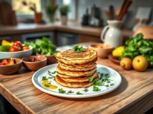 Mini Panquecas de Ovo e Farinha de Linhaça com Peixinho-da-Horta