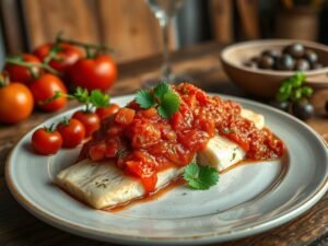 Bacalao a la Vizcaína: Bacalhau com Molho de Tomate e Pimentão Vermelho