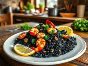 Arroz Negro Delícia com Frutos do Mar