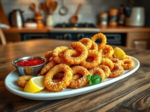 Calamares a la Romana: Lulas Empanadas e Fritas